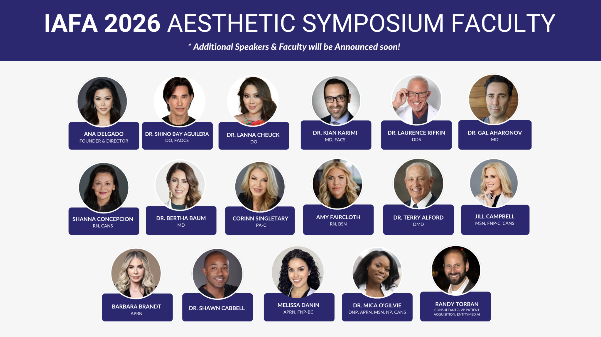 IAFA 2026 Aesthetic Symposium Faculty panel